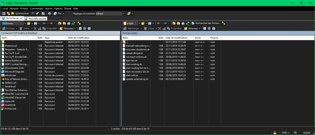 WinSCP commander-style view